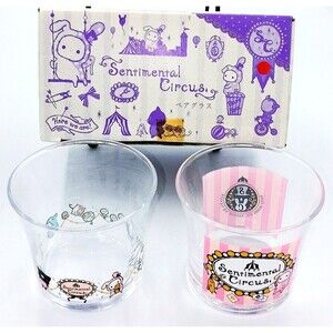 2011 San-X Sentimental Circus 1st Glass Tumbler Set of 2 Goth Girl Kawaii Anime